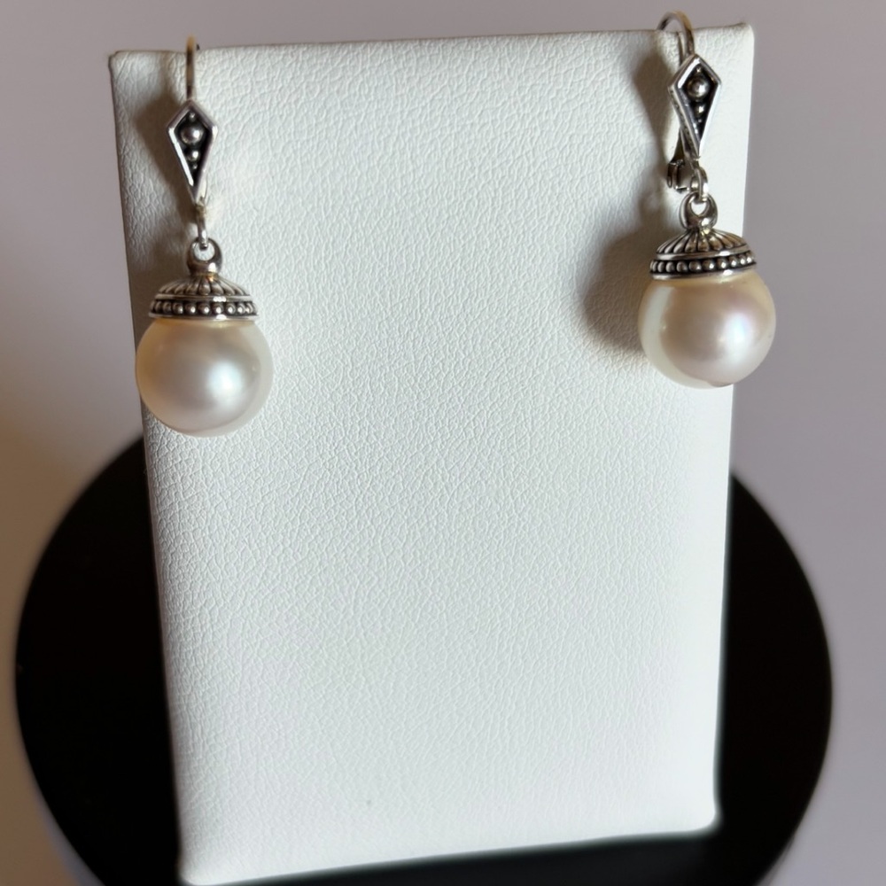 LAGOS Sterling Silver Luna Pearl Leverback Earrings